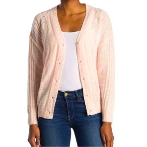 FRNCH | laeila pointelle cardigan in light pink